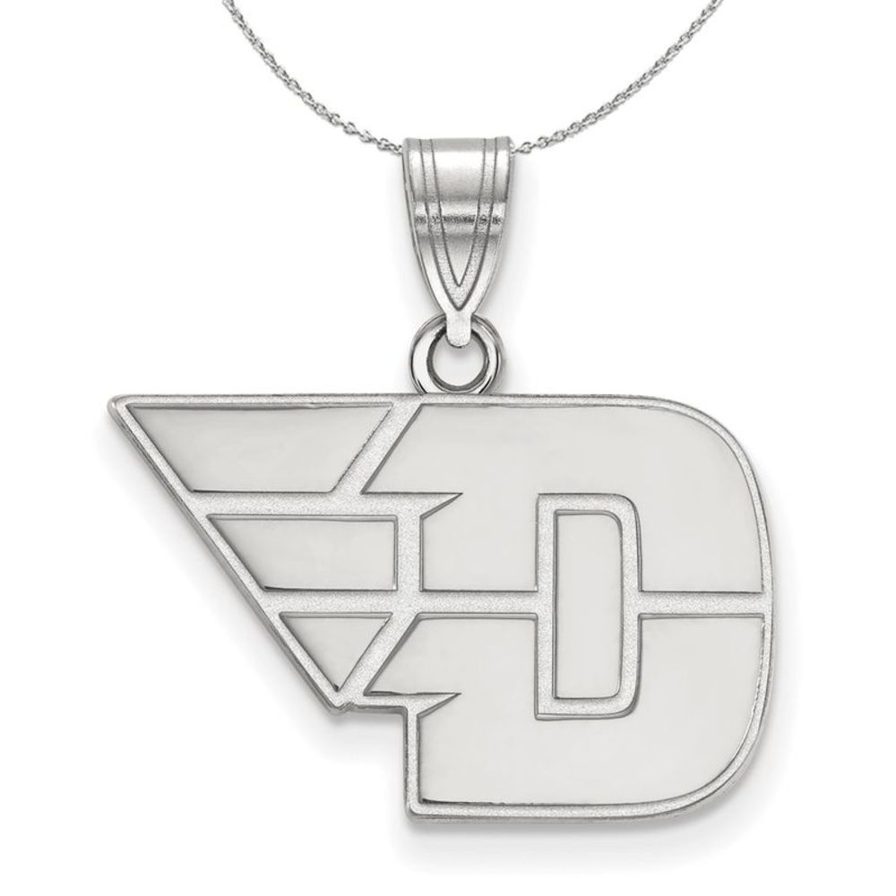 Sterling Silver U. of Dayton Medium Pendant Necklace - 16 Inch